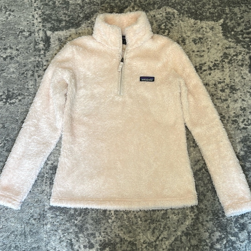 Patagonia Pink los gatos fleece pullover sweater